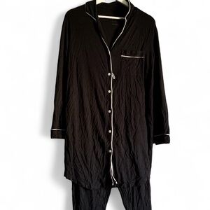 Stars Above Knit Modal Long Sleeve Notch Collar Top and Cropped Pants PJ Set S